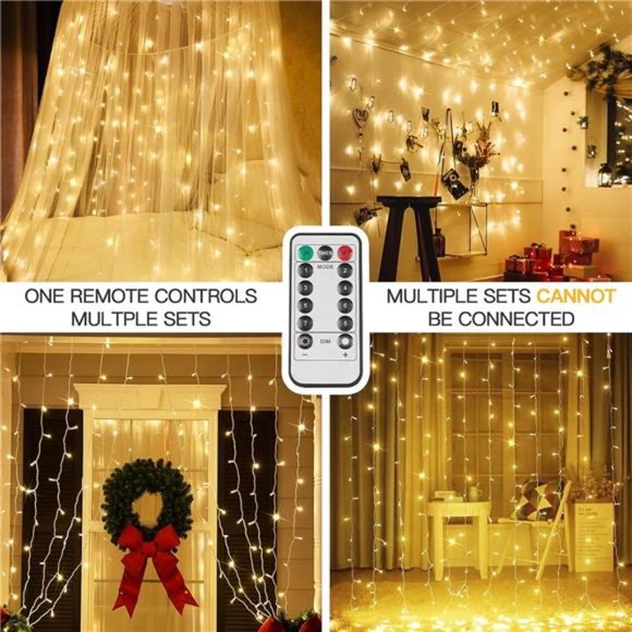Curtain Lights for Bedroom 200Led Hanging String Lights Outdoor Waterproof Fairy - Picture 2 of 6